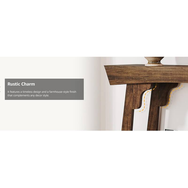41 Inch Wood Console Table Behind Couch, 2-Tier Small Entryway Table with Storage, Farmhouse Narrow Sofa Table for Hallway