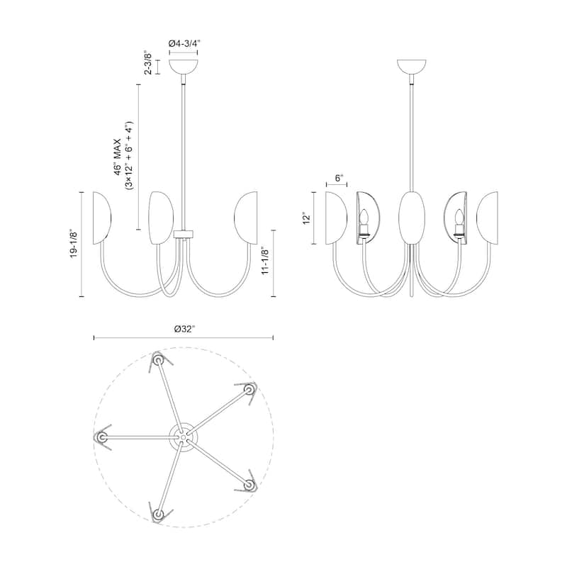 Alora Lighting CH450732 Seno 5 Light 32" Wide Chandelier