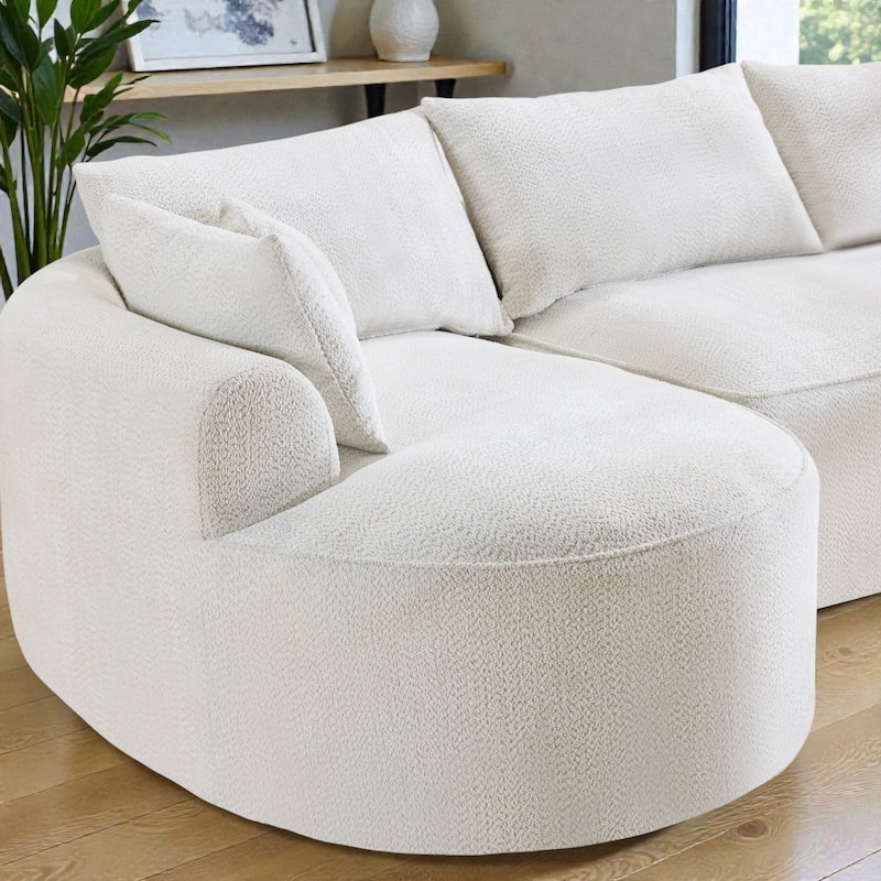 124.5 Inch Oversized Cloud Sofa, Modern Boneless Chenille Couch with Pillows, No Assembly Sofa for Living Room