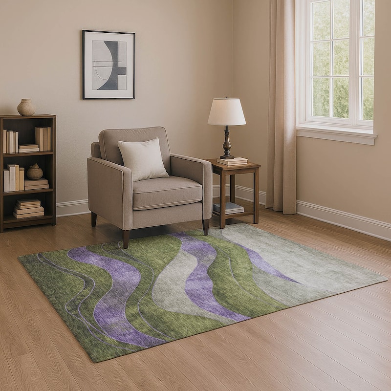 Premium Washable Super Soft Mayfield Rug - Olive - 2'6" x 3'10"