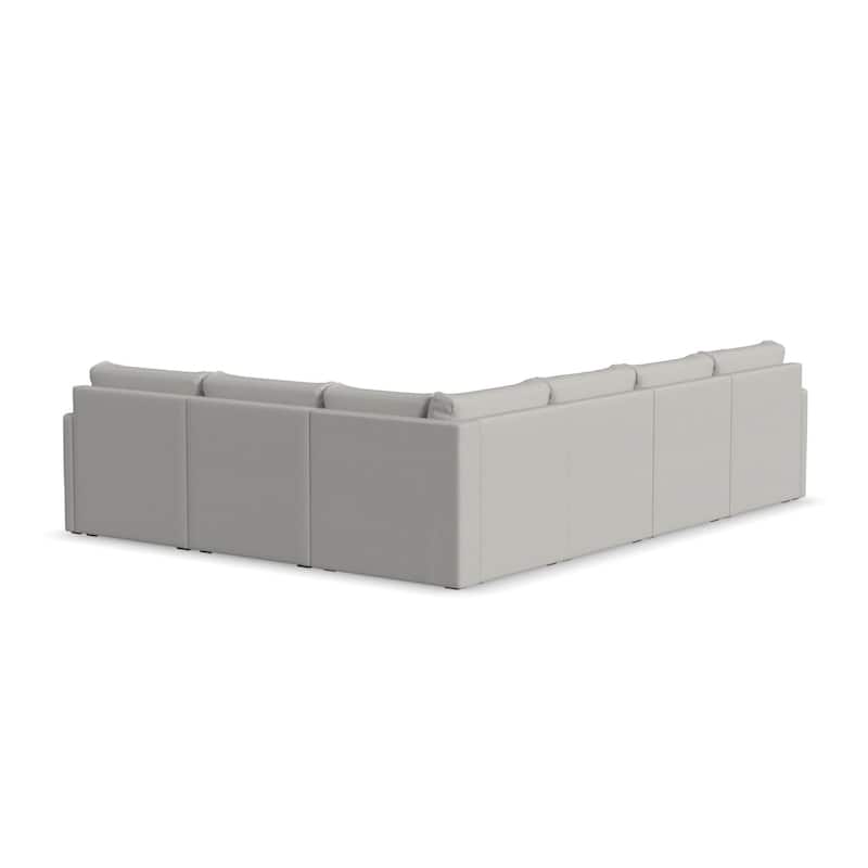 Flex Taupe Fabric 6-Seat Sectional with Narrow Arm - 132" x 35" x 102"