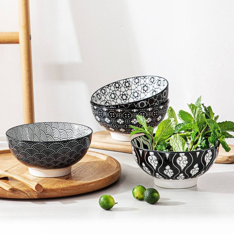 vancasso Macaron Porcelain 23Oz. Oriental Cereal Bowls Set