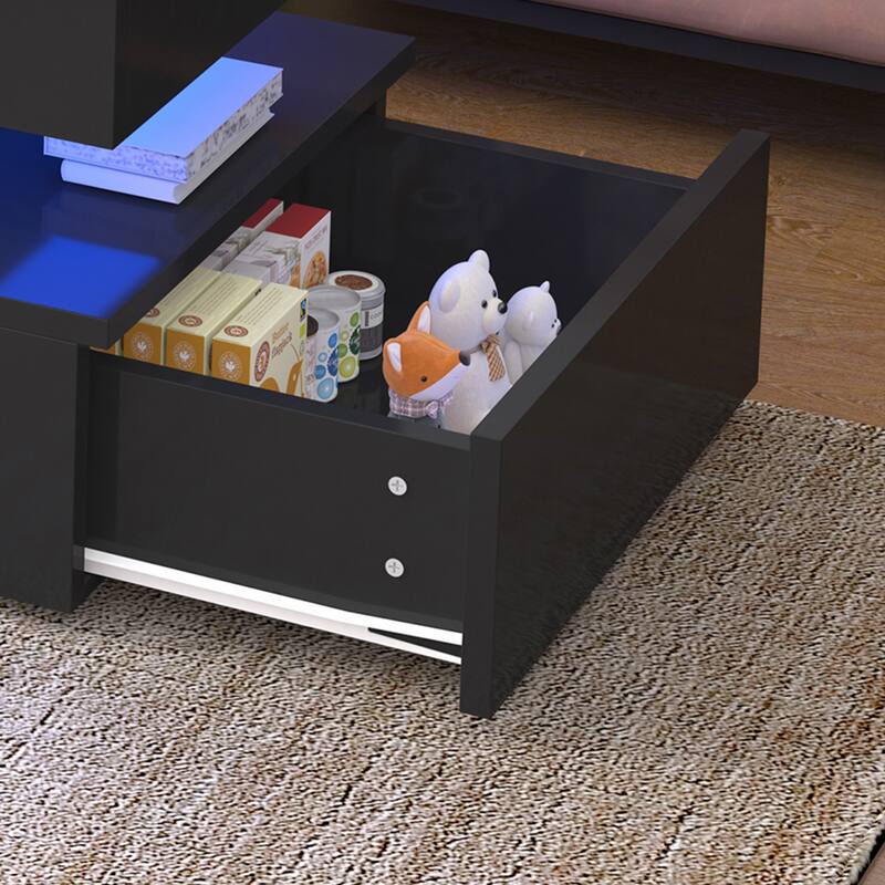 High Quality Three-Tier Foldable Coffee Table With Drawers