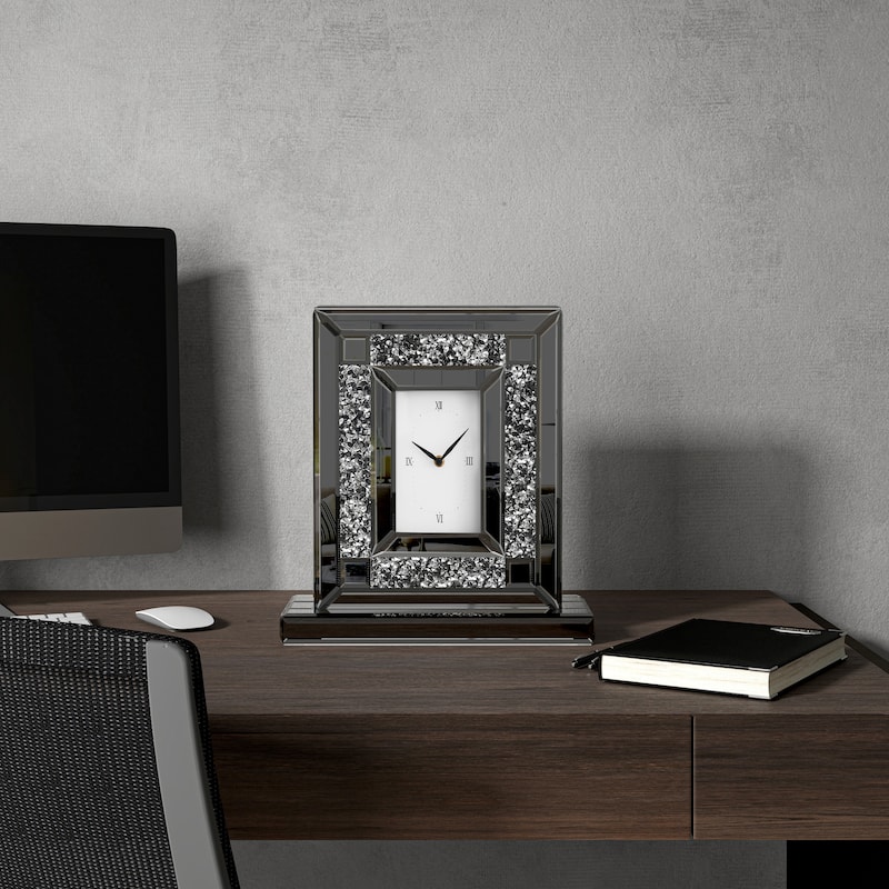 Mirrored Crushed Diamond Table Clock