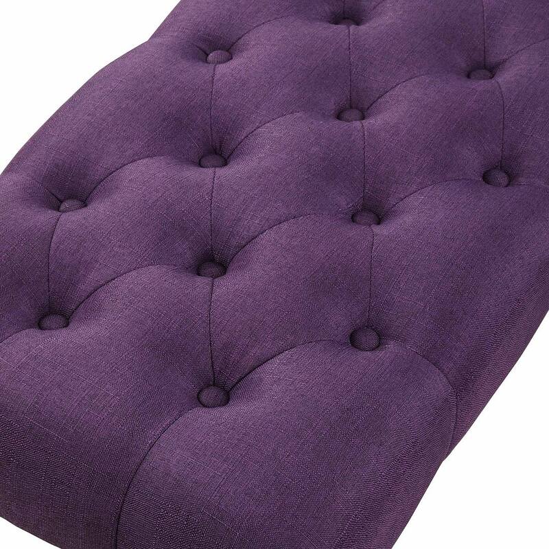 48"x16"x19.5" Contemporary Fabric Tufted Turned Leg Dining Bench - 48x16x19.5inch