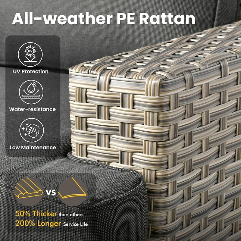 XIZZI 8-piece Outdoor Grey Wicker Furniture Conversation Set