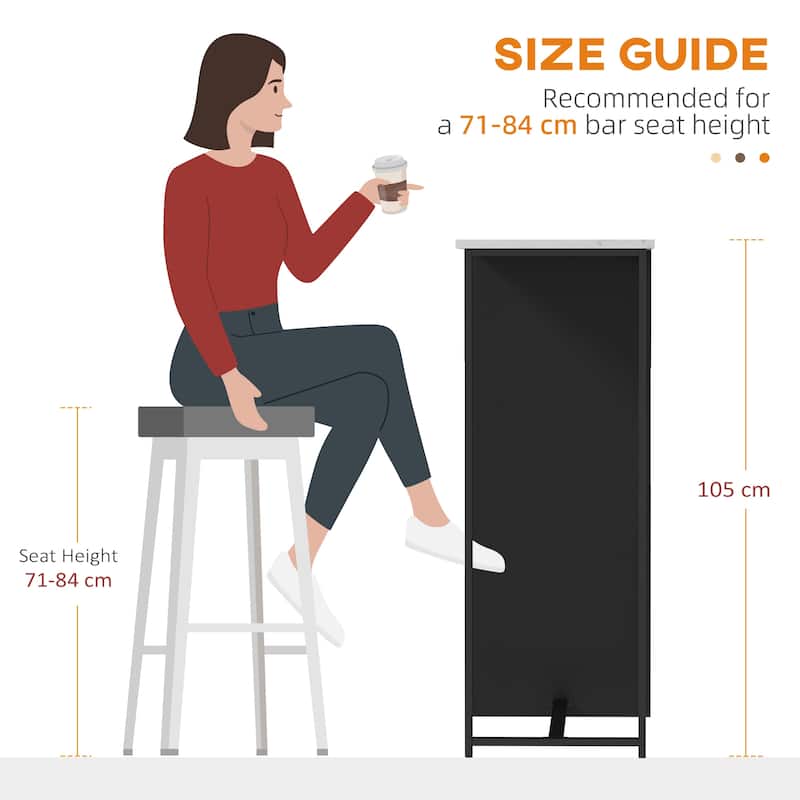 Bar Table with 3-bottle Wine Rack, 3 Storage Shelves