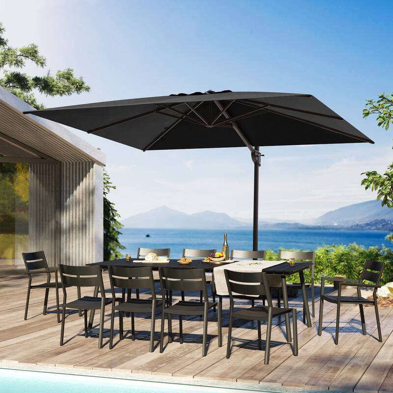 9 x 12 ft Outdoor Aluminum 360 Degree Rotation Patio Cantilever Offset Umbrella