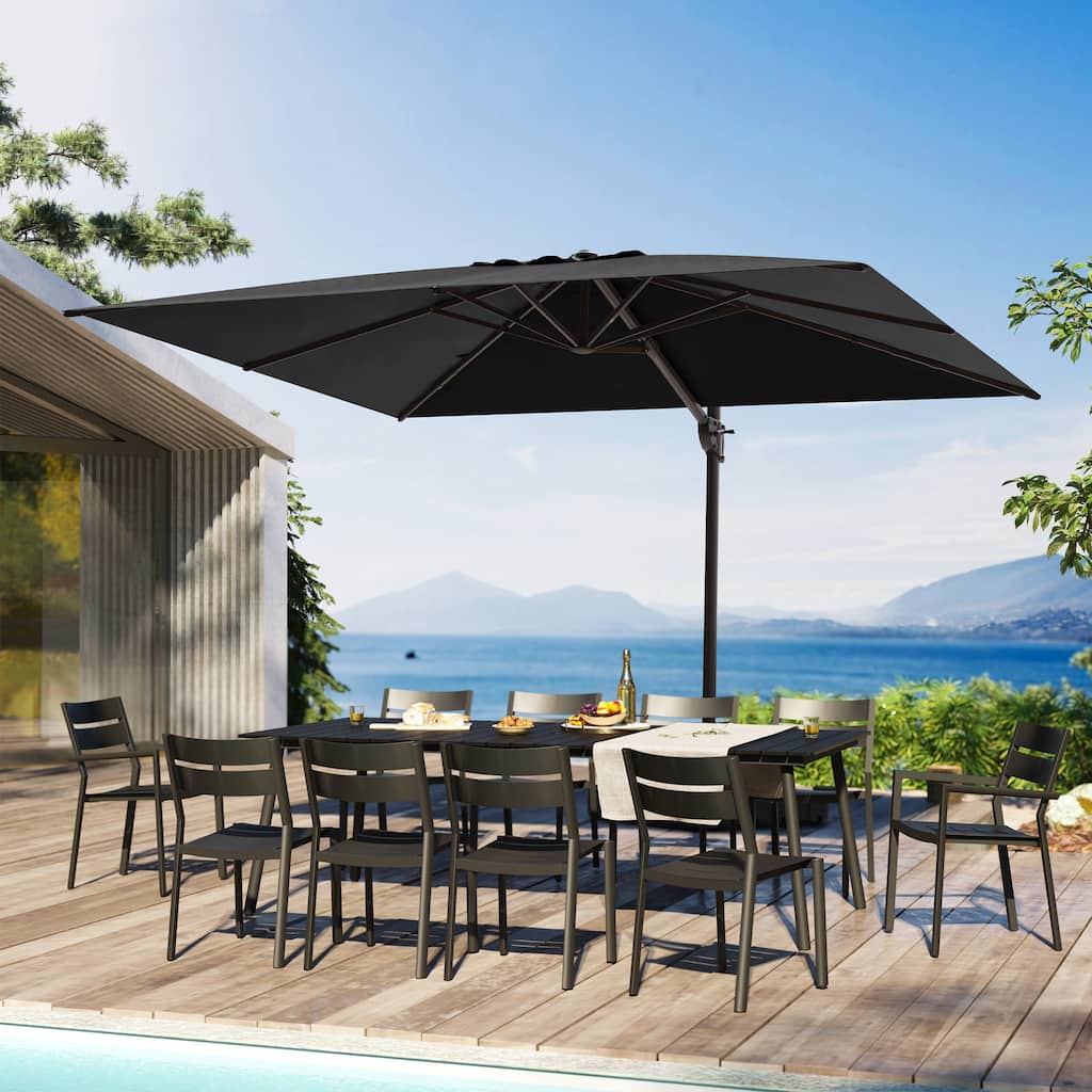 9 x 12 ft Outdoor Shade Parasol Patio Cantilever Offset Umbrella, No Base
