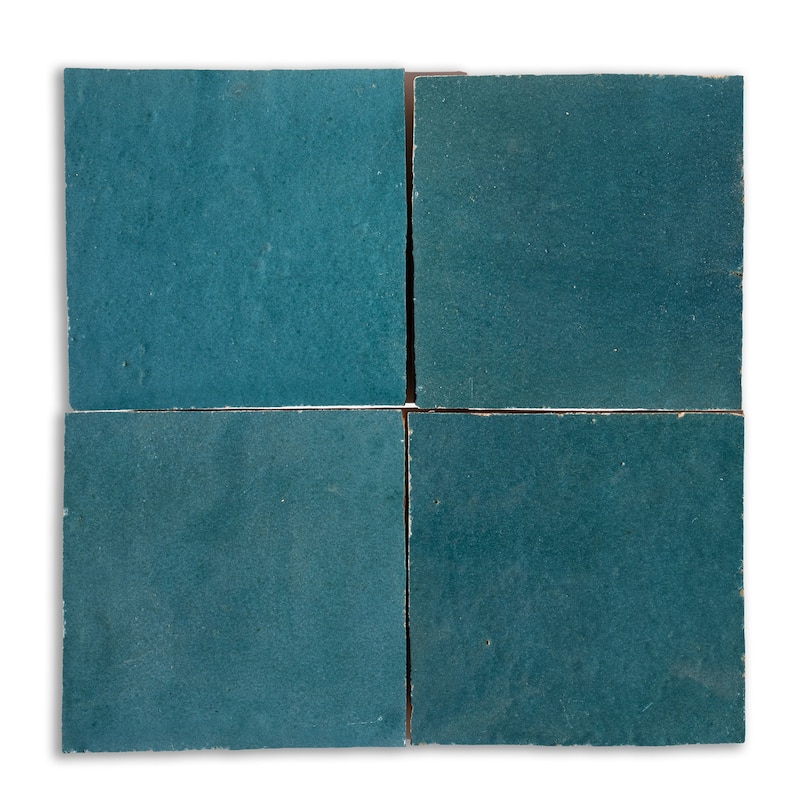 Handmade 4x4-in Moroccan Mosaic Solid Color Turquoise