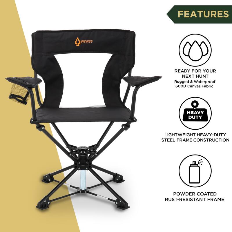 ARROWHEAD KKS0263U Charcoal Black Swivel Hunting Seat