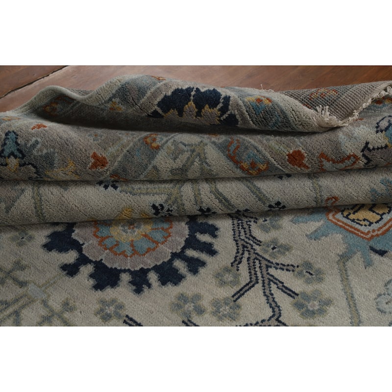Hand Knotted Oriental 100% Wool Carpet Transitional All-Over Greys & Charcoal Oushak Area Rug - 10' 2'' X 7' 11''