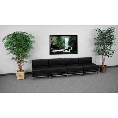 4 Piece LeatherSoft Modular Lounge Set with Taut Back and Seat - 112"W x 28.75"D x 27.25"H