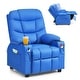 preview thumbnail 27 of 46, Costway Kids Youth Recliner Chair PU Leather w/Cup Holders & Side Blue