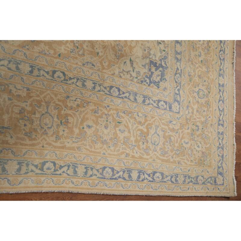 Hand Knotted Oriental 100% Wool Carpet Traditional Floral Peach Mashad Area Rug - 12' 7'' X 9' 4''
