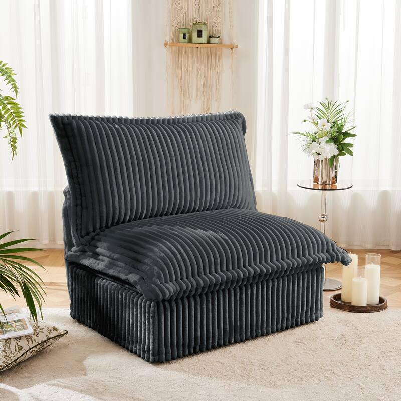 Single Corduroy Deep Seat Armless Accent Chair
