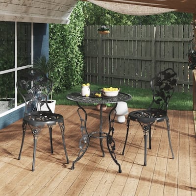vidaXL Patio Bistro Set 3 Piece Outdoor Garden Table and Chair Cast Aluminum - 23.2x26.4x23.2