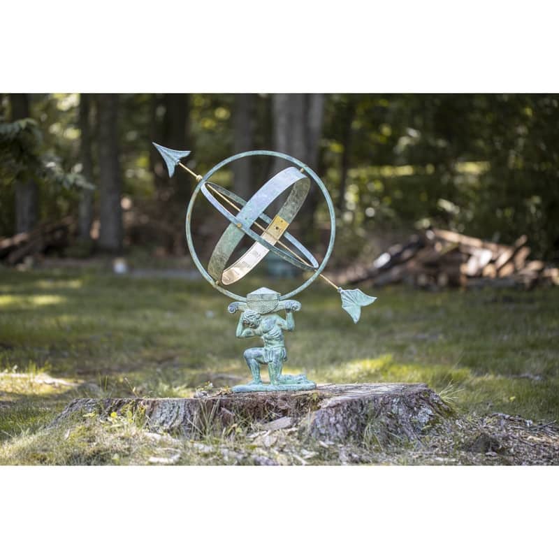28" Verdigris Atlas Armillary Sundial with Brass Accents by Good Directions