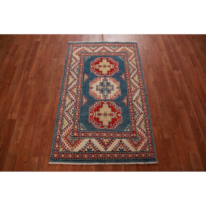 Blue Kazak Foyer Rug Oriental Handmade Wool Carpet - 2'7"x 4'2"