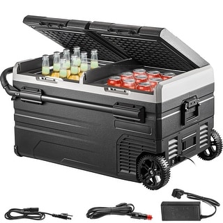 Car Refrigerator, Car Refrigerator Fridge, Dual Zone Portable Freezer with Wheels and Handle - 95 L