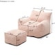 preview thumbnail 10 of 23, Plush Cloud-Like Bean Bag Chair & Ottoman Set - Soft Microsuede Lounger for Living Room/Playroom