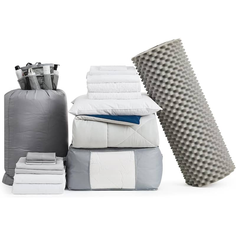 College Dorm Twin XL Bedding Pack - Glacier Gray / Nightfall Navy