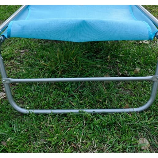 Outsunny Portable Sun Lounger, Folding Chaise Lounge Chair w/ Adjustable Backrest & Pillow for Beach, Poolside and Patio, Blue