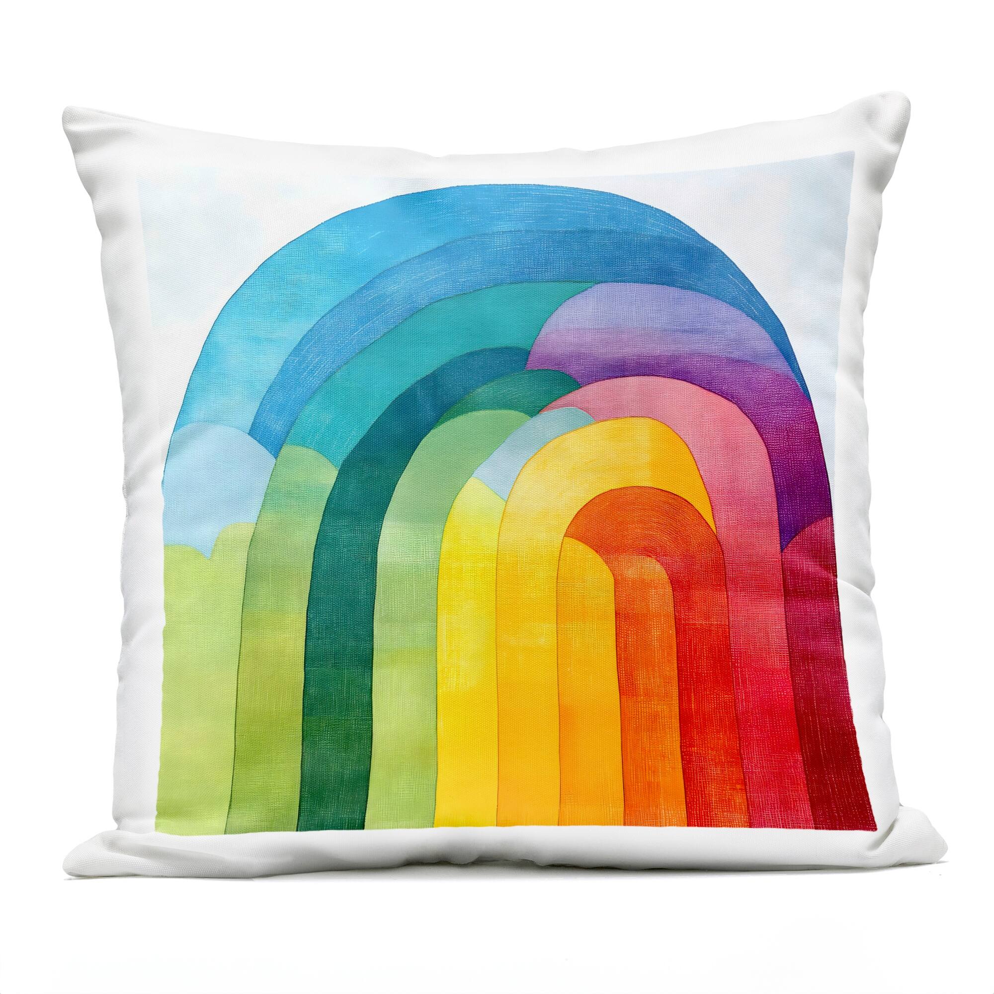 Stupell Vibrant Rainbow Arch Abstraction Printed Outdoor Throw Pillow Design by Creative Studio