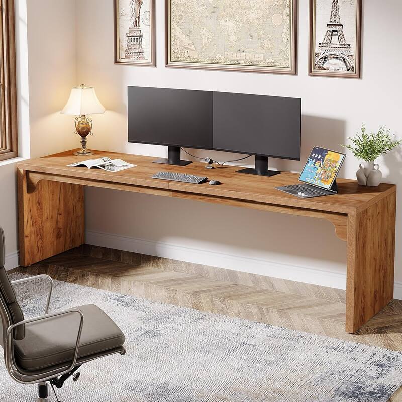 78.7 Inch Computer Desk, Wooden Extra Long 2 Person Home Office Desk
