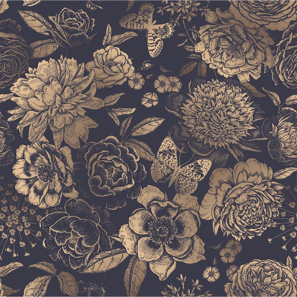 Dark Brown house of Hampton Peonies Removable Wallpaper - 24'' inch x 10'ft