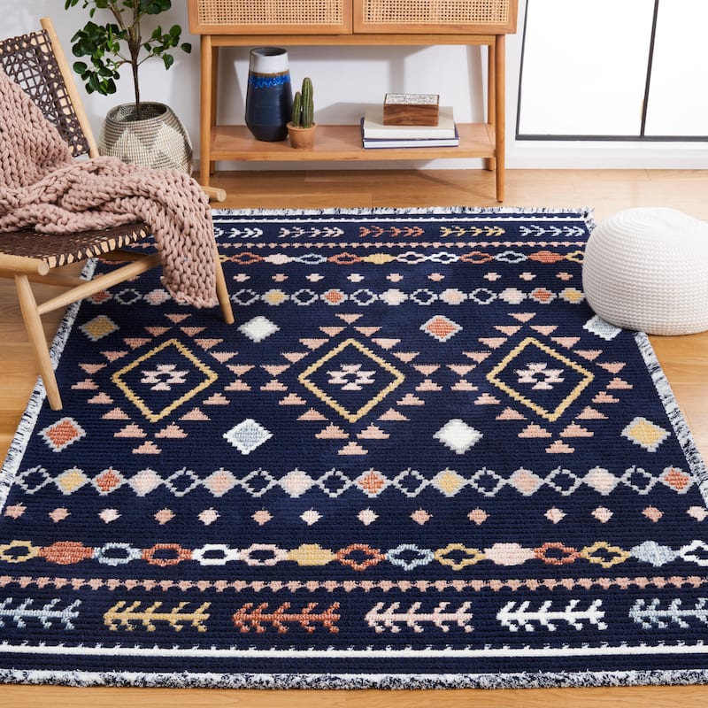 SAFAVIEH Handmade Marrakech Karey Traditional Rug - 9' x 12' - Navy/Multi