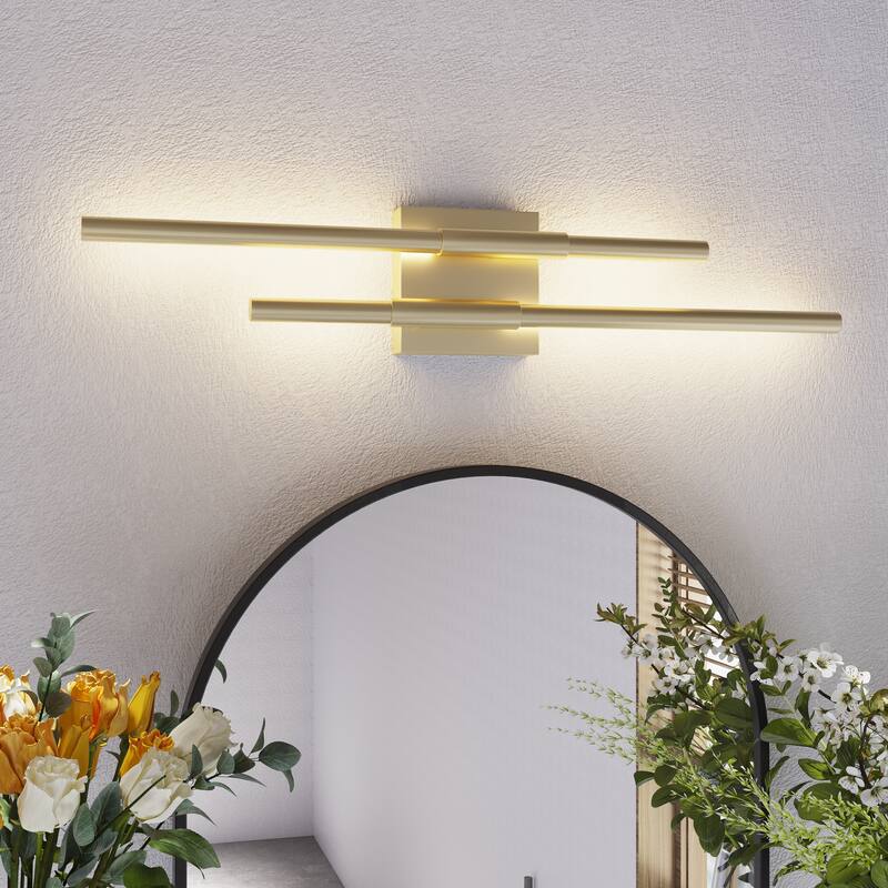 LED Bath and Vanity Light Dimmable Metal Wall Sconces - Gold