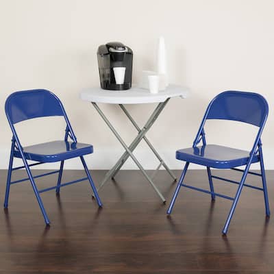 2 Pack Triple Braced & Double Hinged Folding Chair