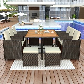 11PCS All-Weather PE Wicker Dining Table Set