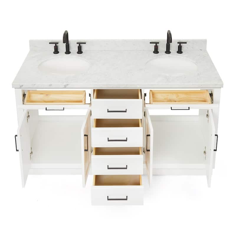Ariel T061DCWOVO Hepburn 61" Free Standing Double Basin Vanity Set