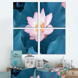 Designart "Blooming Pink Lotus Flower" Sea & Shore Canvas Wall Art ...