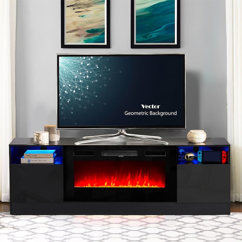 70'' Fireplace TV Stand with 36" Electric Fireplace