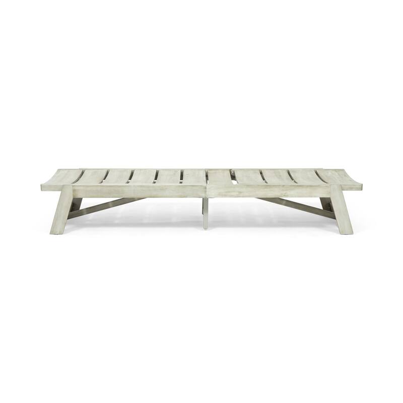 Rustic Outdoor Solid Wood Frame Slatted Chaise Lounge Chair