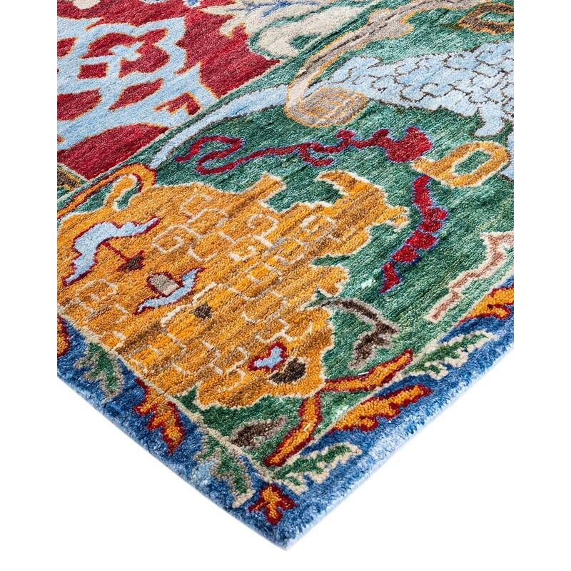 Modern One-of-a-Kind Hand-Knotted Area Rug, Red - 8' 1" x 10' 1"