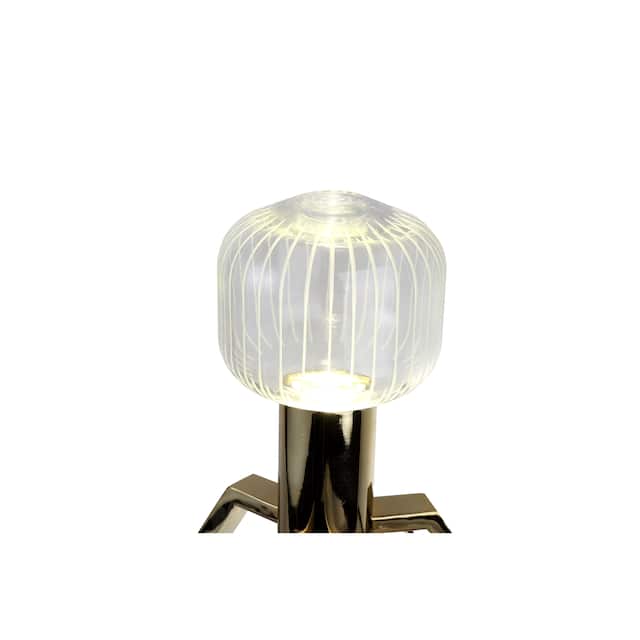 13.58" Height Gold Metal LED Table Lamp With Clear Glass Shade