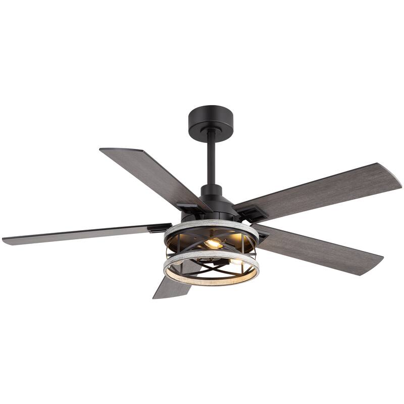 52-inch Reversible 5-Blade Caged Ceiling Fan with Remote and Light Kit