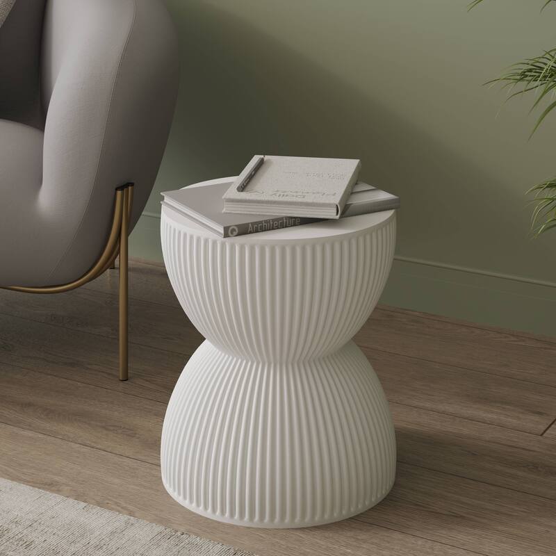 15" Wide Side Table in Painted Fiberstone with Hourglass Design Spire Collection