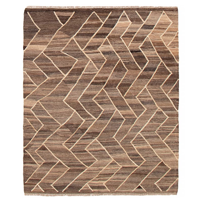 Sivas Brown Kilim 5'4" x 6'5" - 5'4 x 6'5 - Dark Brown - 5'4 x 6'5