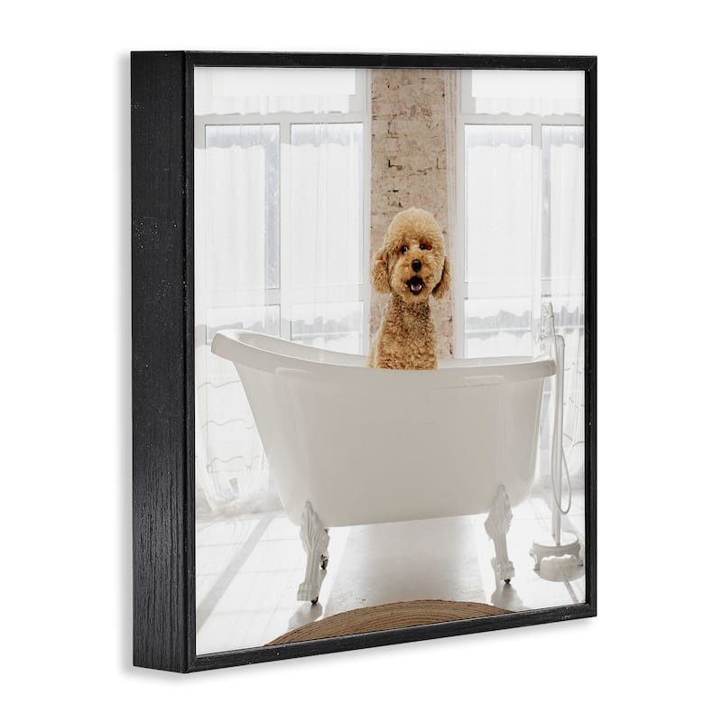 Stupell Happy Puppy in Bathtub Framed Giclee Art Design By CAD Designs