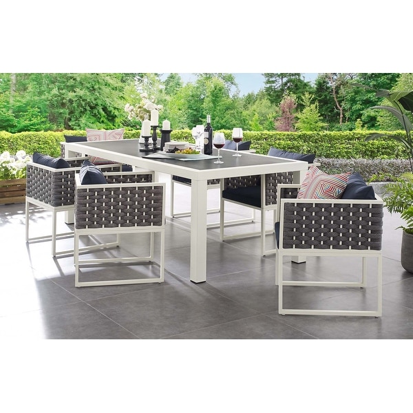 Modern white outdoor dining table on sale