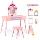 preview thumbnail 2 of 4, Kids Vanity Set Princess Makeup Pretend Play Dressing Mirror Pink