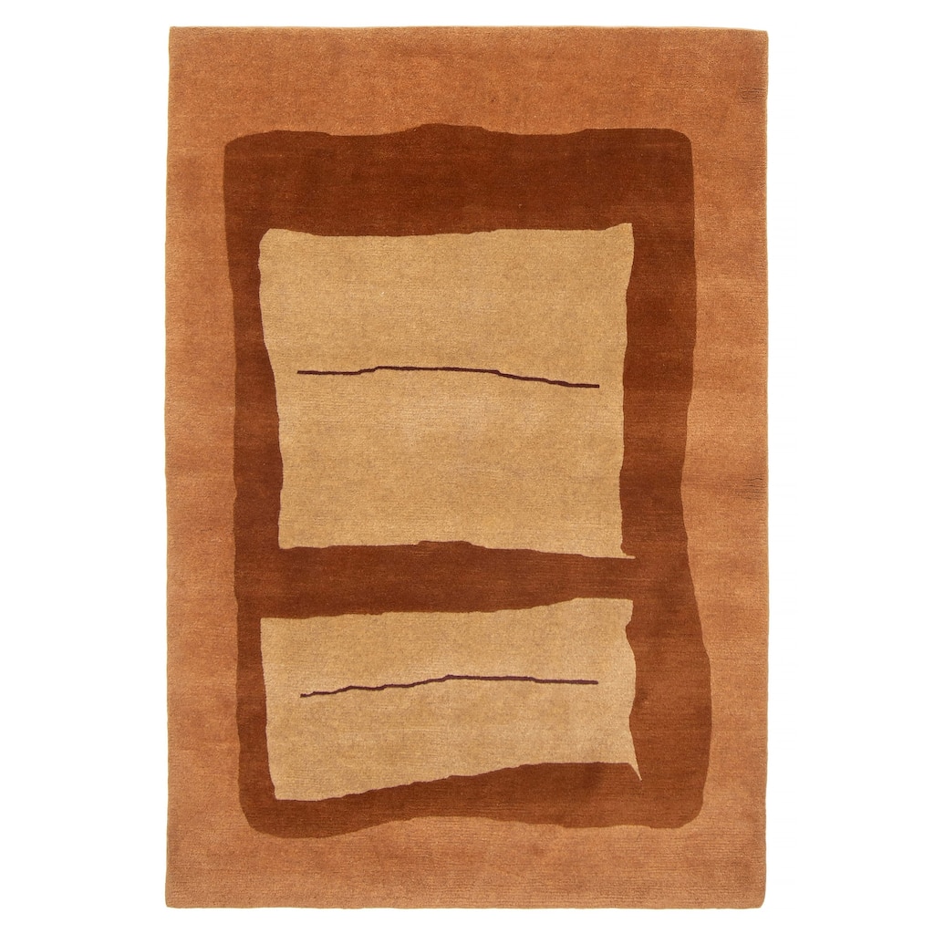 ECARPETGALLERY Hand-knotted Opulence Brown Wool Rug - 3'4 x 4'11