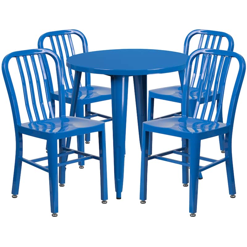 30-inch Round Metal Table and Chairs 5-piece Set