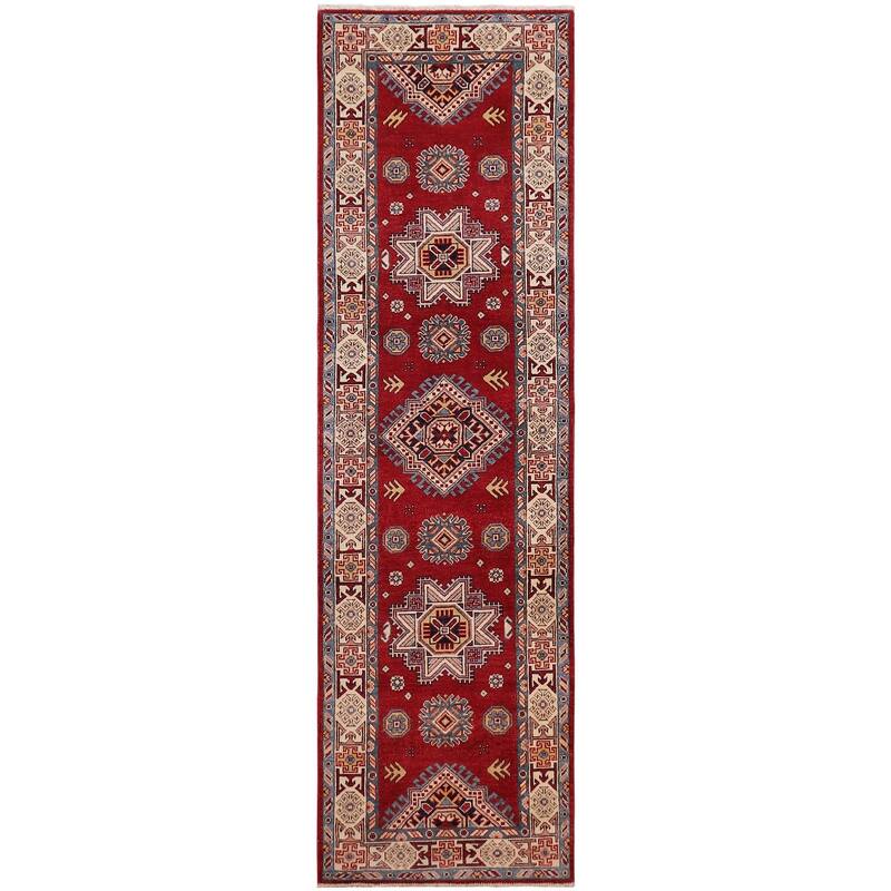 Southwestern Super Kazak Soleil Red/Beige Hand Knotted Wool Runner - 2'7'' x 9'6''