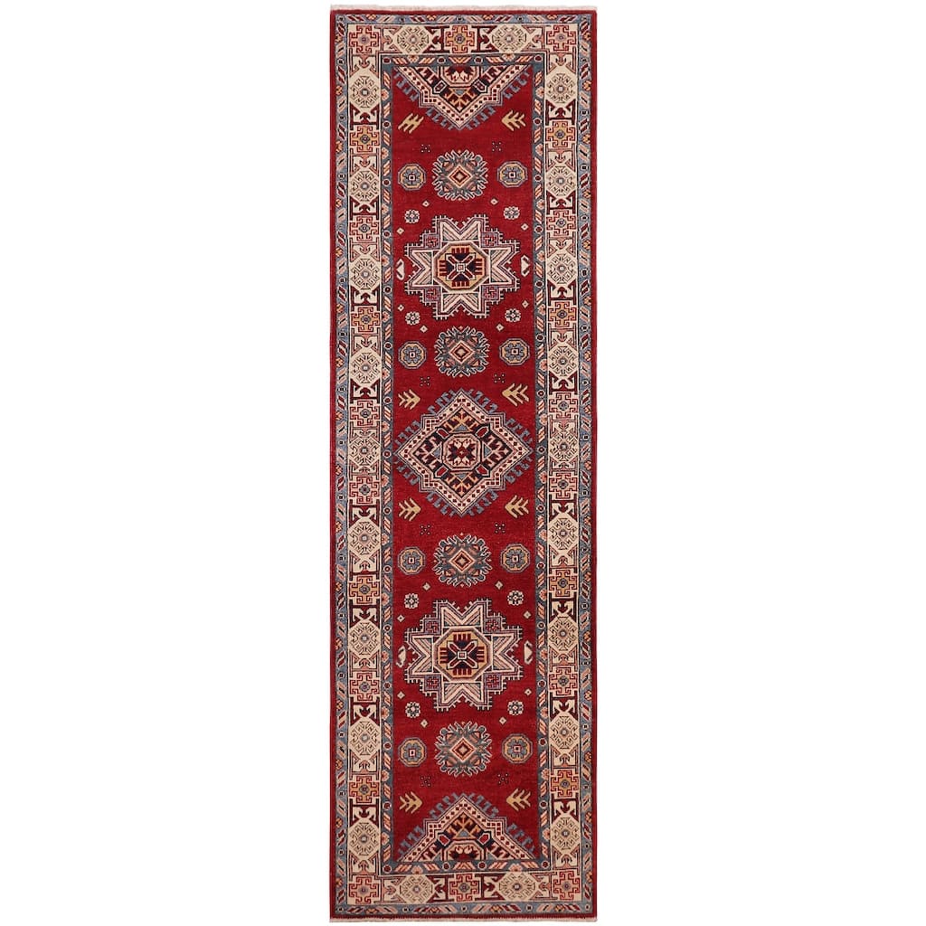 Southwestern Super Kazak Soleil Red/Beige Hand Knotted Wool Runner - 2'7'' x 9'6''